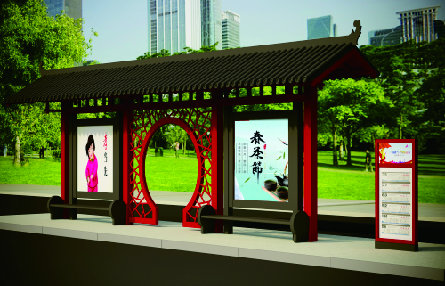 成都市一環路仿古公交站臺電子站牌生產安裝中